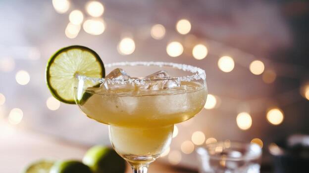 Refreshing Margarita With Lime and Salt on a Festive Night photo