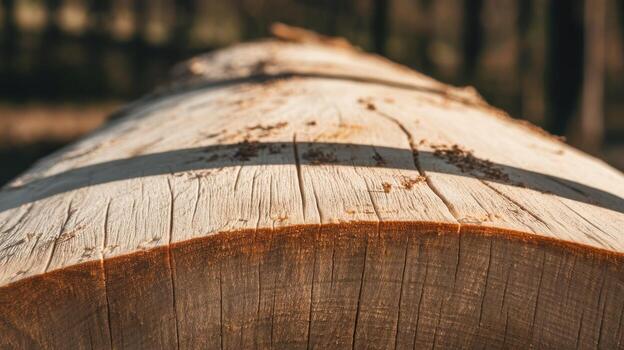 Close up of a Felled Tree Trunk in Sunlight in the Woods photo