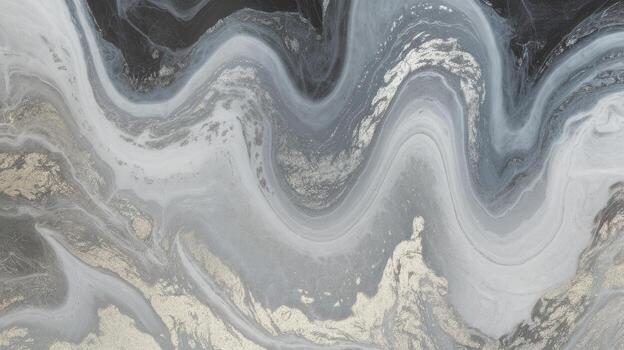 Abstract Swirling Gray, White and Gold Paint Creating a Wave Effect Pattern photo