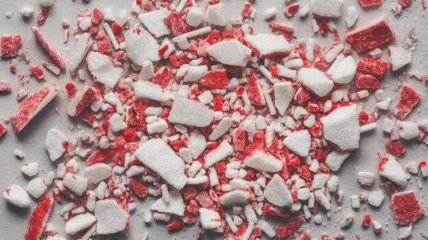 aplastada menta caramelo bastones mentira en un blanco superficie, cerca arriba ver foto