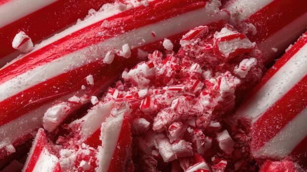 Close up of Broken Candy Canes With White and Red Stripes photo