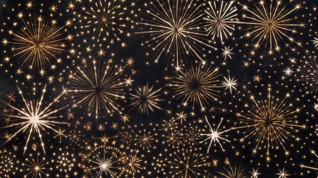 Bright Gold Fireworks Exploding in a Dark Night Sky During a Celebration photo