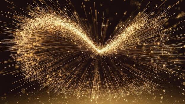 Golden Fireworks Explode on a Dark Night Sky in a Burst of Bright Light photo
