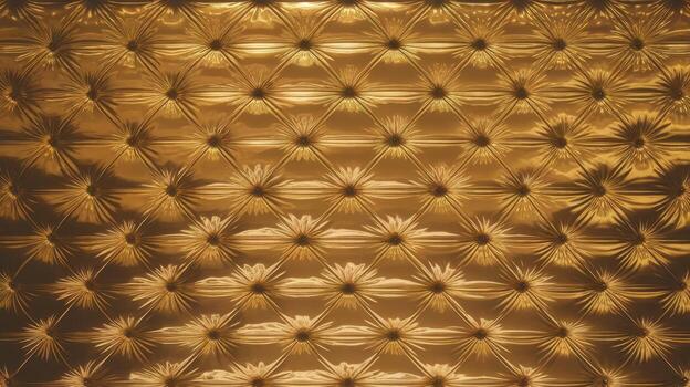 Gold Colored, Tufted Upholstery Pattern With Diamond Shapes Catching Highlights photo