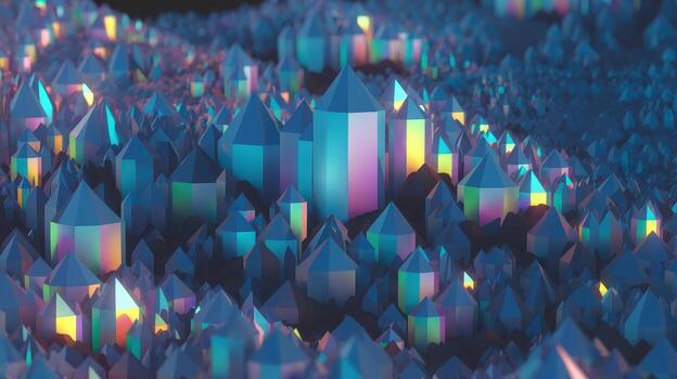 Dense Landscape With Blue Crystals Reflects Light in a Stunning Display of Color photo