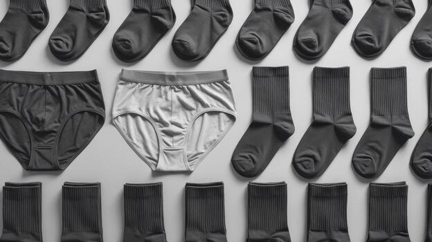 Underwear and Matching Socks Neatly Arranged on a Light Background photo