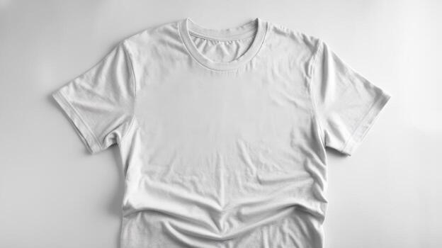 White T Shirt on a Simple White Background Showcasing Its Texture and Design photo