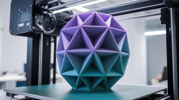 Three D Printing Machine Creating a Geometric Sphere in a Laboratory Environment photo