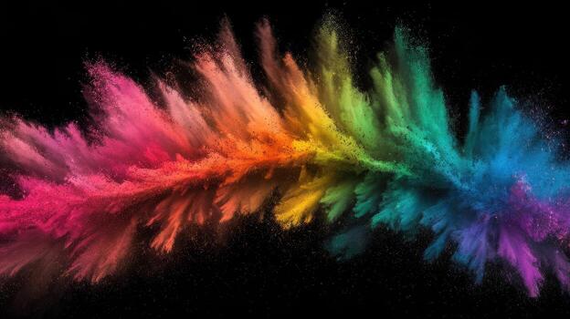 Colorful Powder Paint Explodes Against a Dark Background, Creating a Rainbow Effect photo