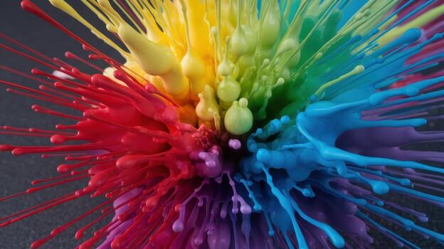 Colorful Paint Exploding Outwards in a Burst of Vibrant Colors and Motion photo