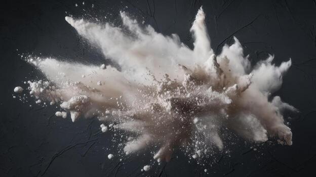 White Powder Explosion Against Dark Background in a Dynamic Display photo