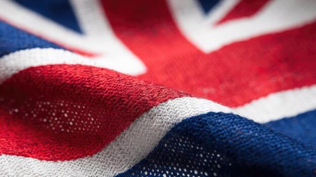 Union Jack Flag Close Up Showing Detail on a Woven Surface photo