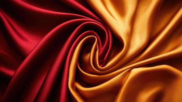 elegante rojo y dorado seda tela creando un arremolinándose, texturizado modelo foto