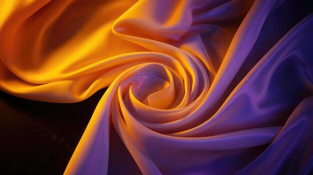 Abstract Close-Up of Gold and Purple Fabric Forming a Rose Shape photo