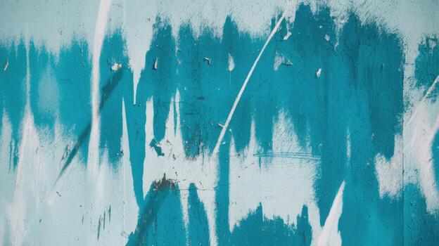 Abstract Blue and White Paint on a Rough Concrete Wall Texture Close Up photo