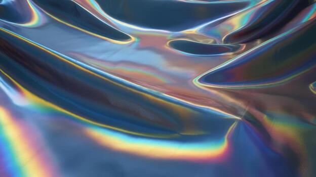 Iridescent Fabric Reflects Light and Creates a Smooth, Wavy Surface photo