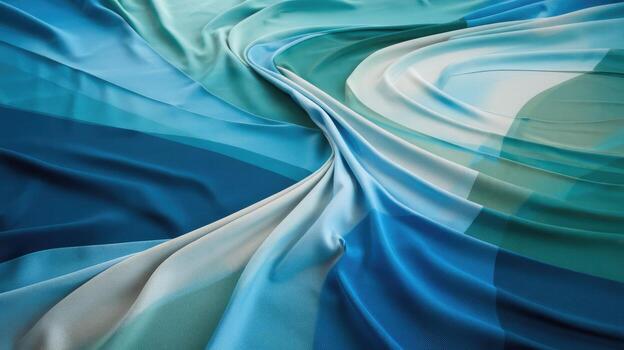 Abstract Patterns of Blue and Green Fabric Flow Elegantly in a Soft and Smooth Manner photo