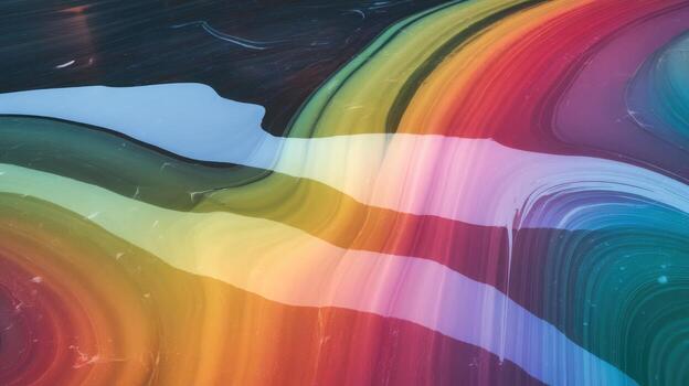 Rainbow Colors Swirl Abstractly on a Dark Background, Creating Waves photo