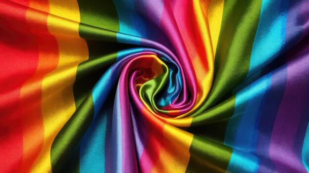 Rainbow Fabric Swirls Into a Central Vibrant Vortex of Color and Texture photo
