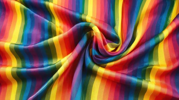 Vibrant Rainbow Colored Cloth is Twisted Into Artistic Folds and Swirls photo