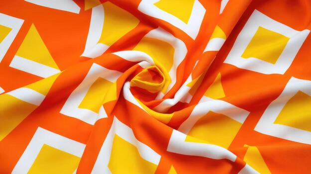 Colorful Fabric Featuring a Repeating Pattern of Squares and Triangles photo