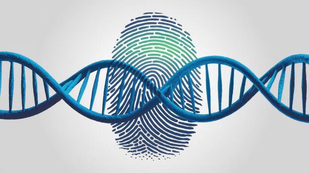 Dna Strand and Fingerprint Showcase Genetic Identity Science photo