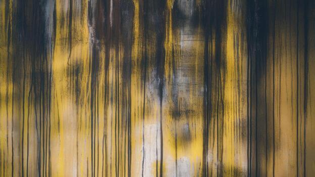 Abstract Yellow and Black Paint Drips on a Surface Creating Texture photo