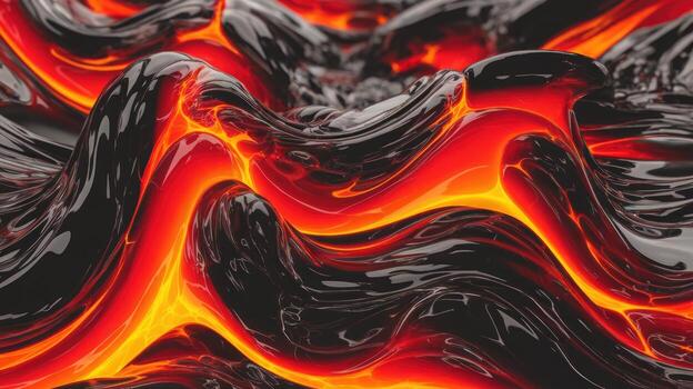 Flowing Lava Streams Creating a Mesmerizing and Dangerous Landscape photo