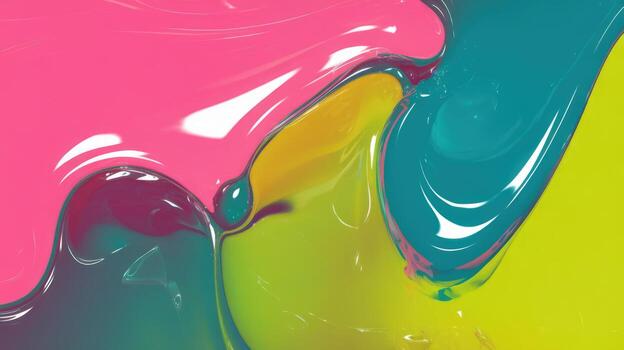 Colorful Glossy Paints Swirl Together to Create an Abstract Liquid Surface photo
