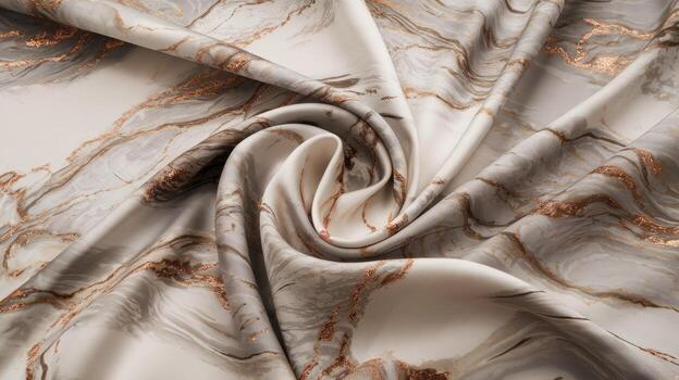 Flowing Cloth Shows an Abstract Marble Pattern With Golden Veins photo