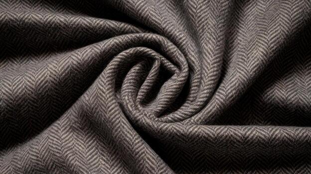Swirling Close up of Dark Grey Herringbone Patterned Woolen Fabric photo