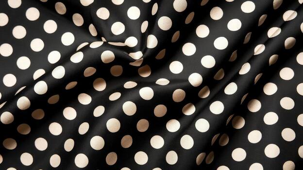 Close up of Black Fabric With a White Polka Dot Pattern photo