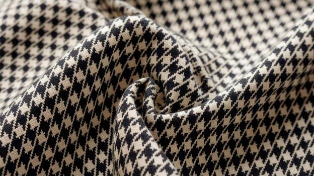 Close up of a Draped Black and White Houndstooth Patterned Fabric photo