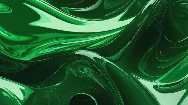 Green Fluid Moves and Flows in Abstract Motion, Creating a Swirling Design photo
