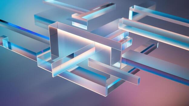 Abstract Composition of Clear Rectangular Shapes With Colorful Light photo