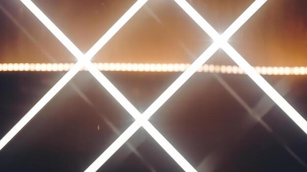 Stage Lighting With Intersecting Beams and Horizontal String Lights photo