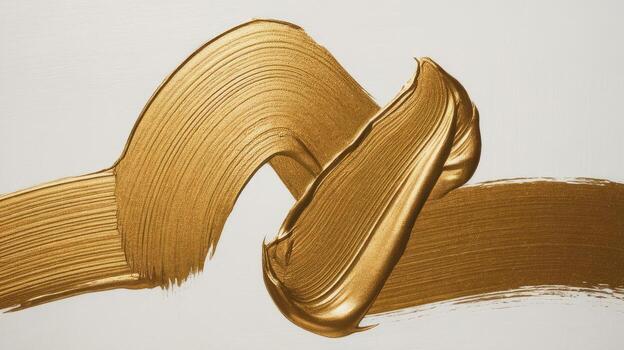 Golden Paint Stroke With Textures Creating an Abstract Art Piece photo