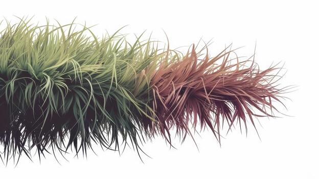 Close up of Colorful Grass Blades Isolated Against a White Background photo