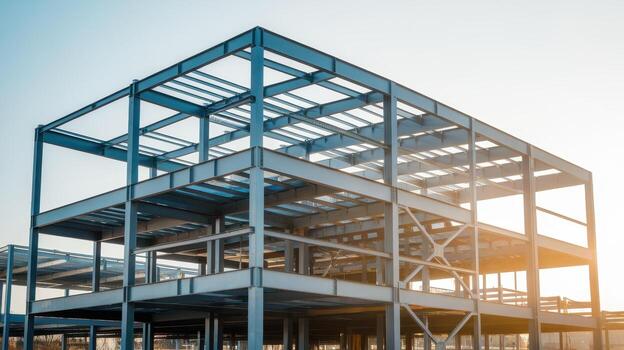 acero marco de referencia de edificio construcción debajo claro azul cielo foto