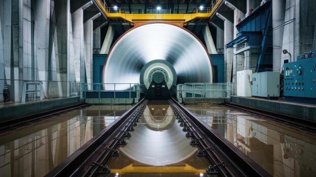 Large Rotating Testing Machine in a Concrete Industrial Laboratory photo