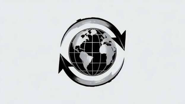 Globe Surrounded by Arrows Showing Continuous Movement and Global Cycle photo