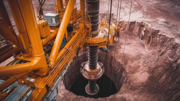 Drilling Rig at Work on Large Mining Site During Daytime photo
