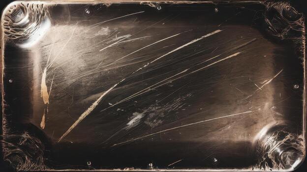 Scratched Dark Metallic Plate With Rivets and Textured Corners photo