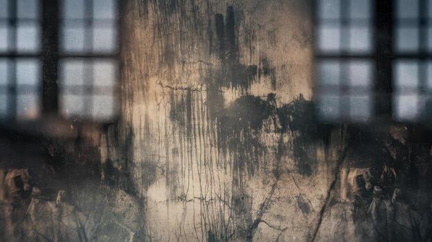 Weathered Concrete Wall With Stains and Reflection of Window photo