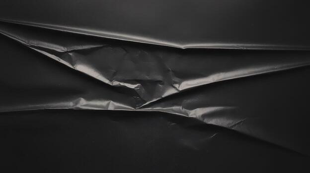 Close up Shows Abstract Folded Dark Plastic Sheet Texture, With Shadows and Highlights photo