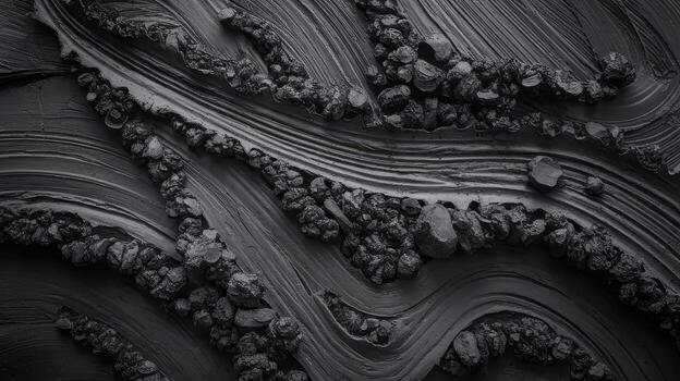 Monochrome Textural Abstract Featuring Smeared Charcoal and Small Stones photo