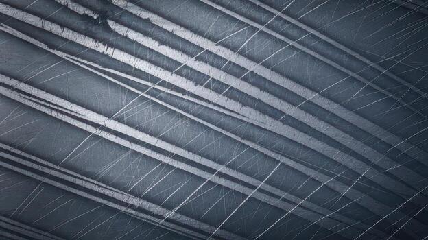 Scratched Metal Surface Showing a Diagonal Pattern of Deep and Faint Lines photo