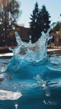 Water Splashes Creating Interesting Shapes in a Swimming Pool photo