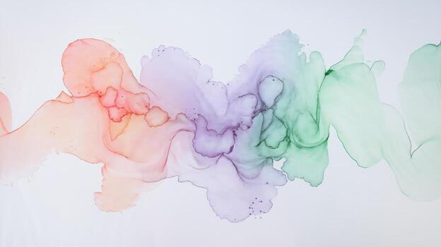 Abstract Artwork Showing a Pastel Rainbow Color Wash Across a White Surface photo