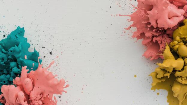Colorful Paint Splatters Create a Unique Design on White Surface photo